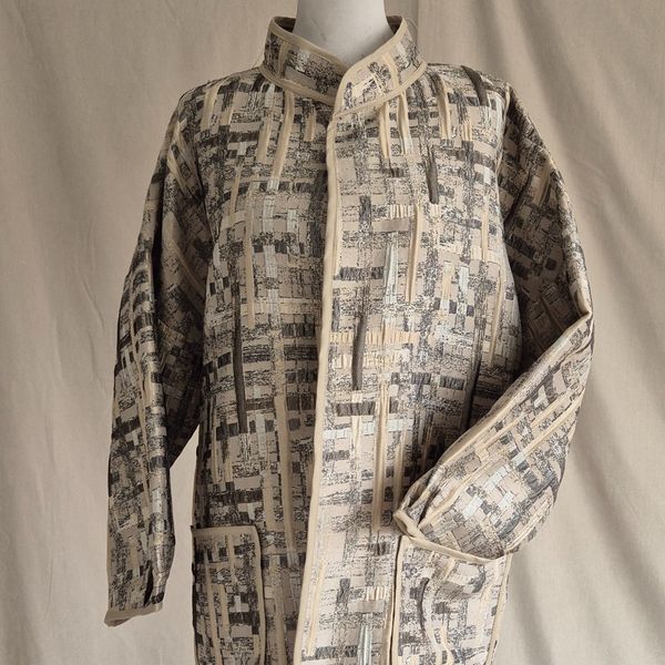 کت زنانه پاییزه زمستانی نسکافه‌ای موکایی ژاکارد