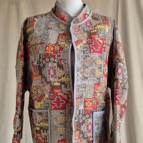 کراپ کت زنانه پاییزه پایزه ژاکارد لمه طلایی قرمز توسی