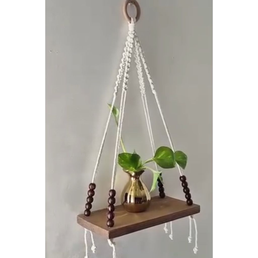 فروش اینترنتی شلف چوبی ارسال رایگان مکرومه بافی مینیمال