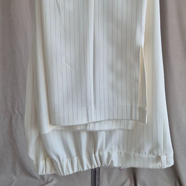 کت شلوار سفید نباتی رسمی مجلسی زنانه کرپ مازراتی