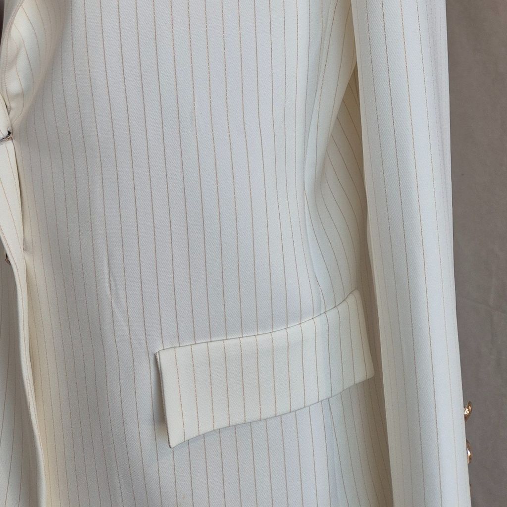 مشخصات کت شلوار سفید نباتی رسمی مجلسی زنانه کرپ مازراتی