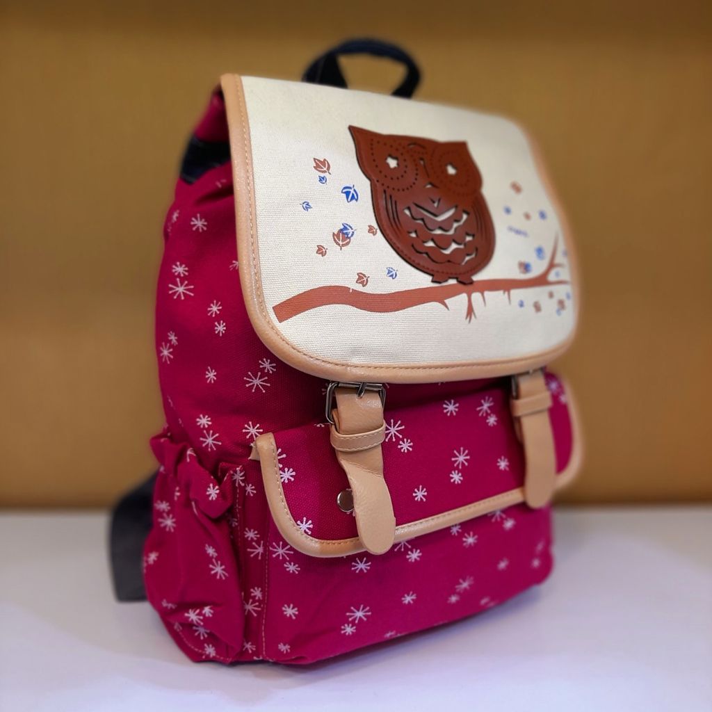 قیمت ارزان کوله پشتی جغد برفی صورتی