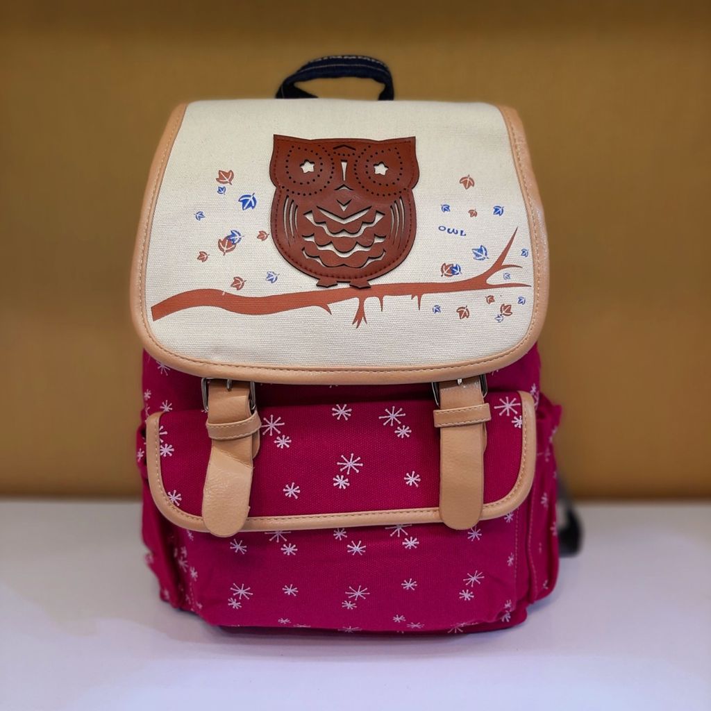 خرید آنلاین کوله پشتی جغد برفی صورتی