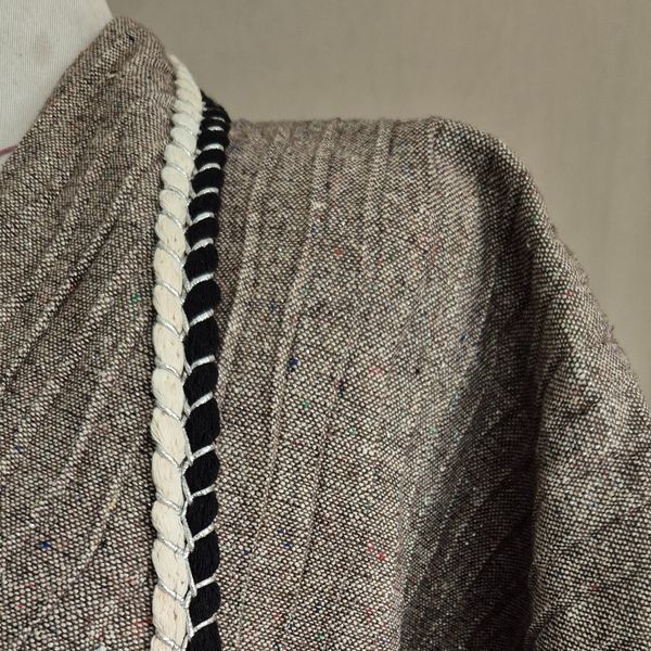 مانتو زنانه پارچه پشم پیلیسه قهوه ای شاین