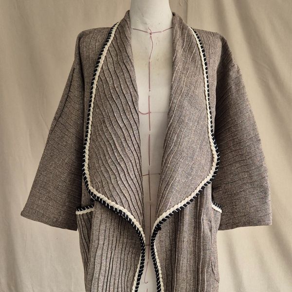 مانتو زنانه پارچه پشم پیلیسه قهوه ای شاین