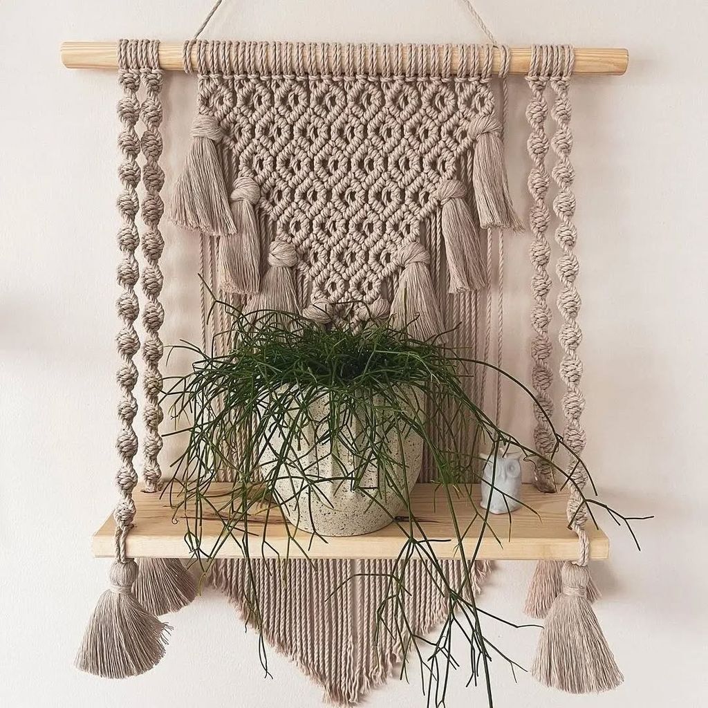 مشخصات شلف چوبی پربافت مکرمه بافی طرح آرت بیوتی