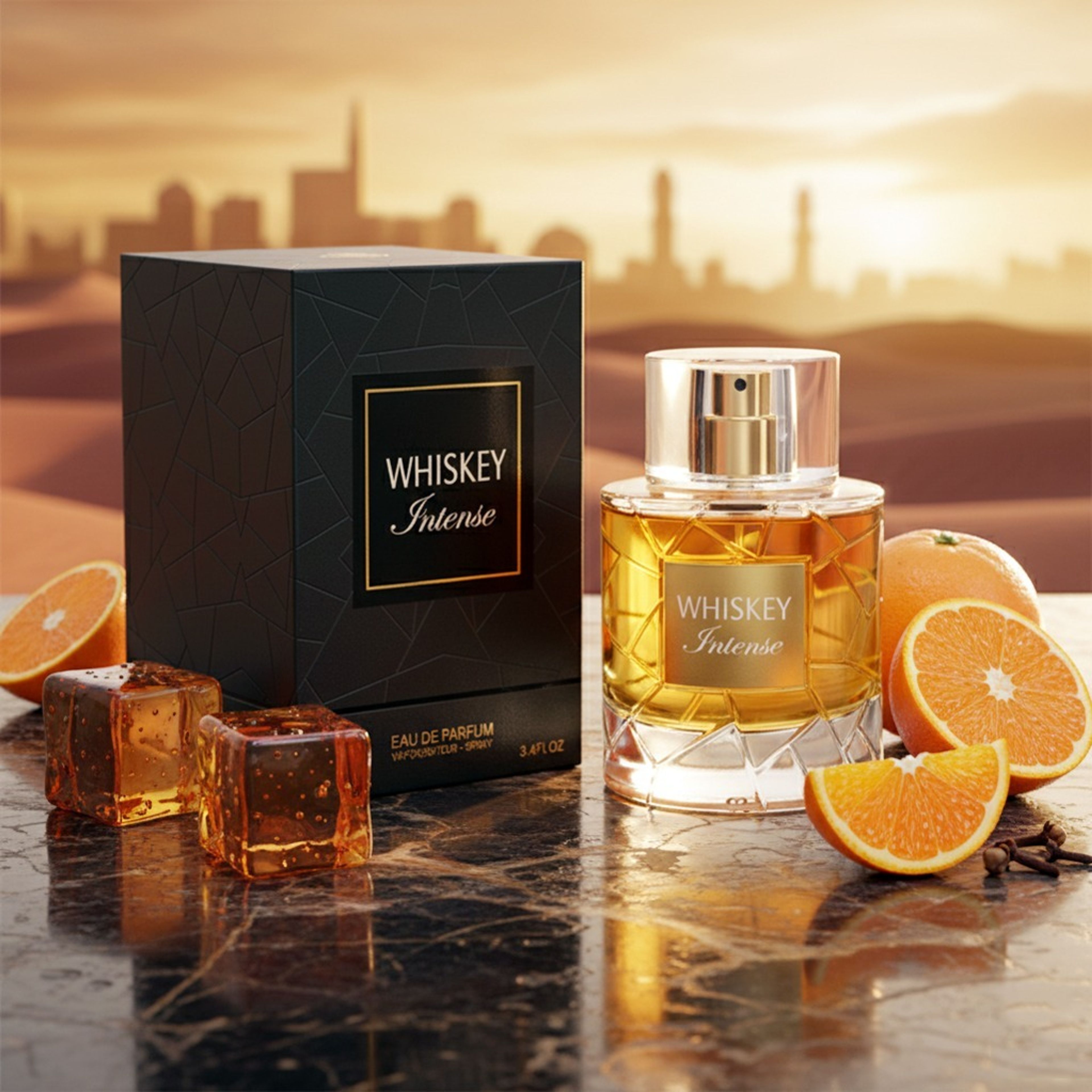 مشخصات عطر اصل امارات رایحه ویسکی زنانه مدل ویسکی اینتنس فراگرنس ورد - 100 میل