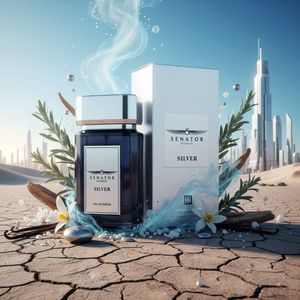 عطر اصل امارات محبوب مردانه سناتور سیلور نقره ایی جانوین - خنک و تند