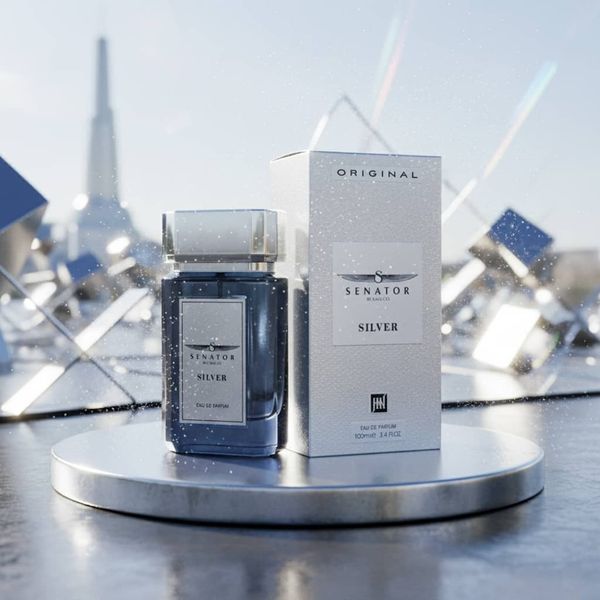 عطر اصل امارات محبوب مردانه سناتور سیلور نقره ایی جانوین - خنک و تند