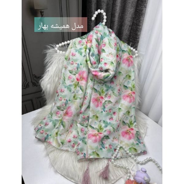 روسری نخی قواره 140 نخ گلوریا و شال نخی قواره 188×68 نخ سیااسکارف