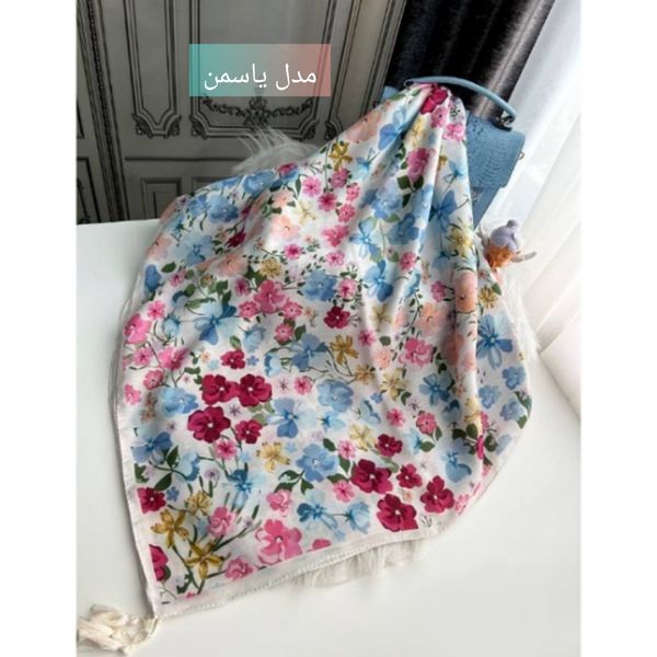 روسری نخی قواره 140 نخ گلوریا و شال نخی قواره 188×68 نخ سیااسکارف