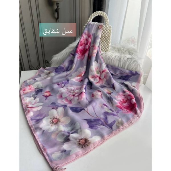 روسری نخی قواره 140 نخ گلوریا و شال نخی قواره 188×68 نخ سیااسکارف