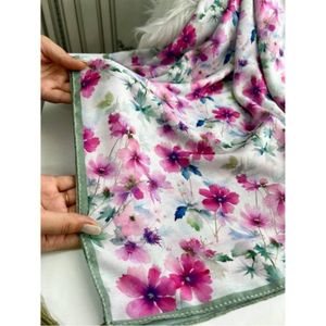 خرید انلاین روسری نخی قواره 140 نخ گلوریا و شال نخی قواره 188×68 نخ سیااسکارف