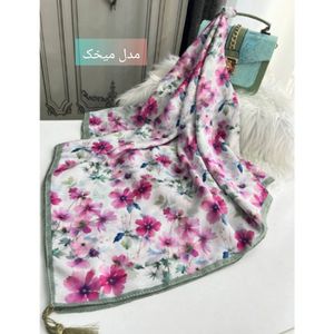 خرید اینترنتی روسری نخی قواره 140 نخ گلوریا و شال نخی قواره 188×68 نخ سیااسکارف