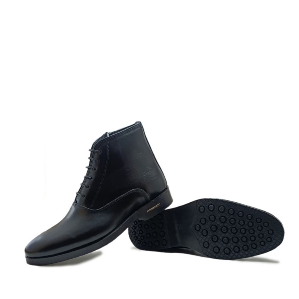 قیمت ارزان نیم بوت مردانه مدل بندی بغل زیپدار چرم طبیعی کد si201