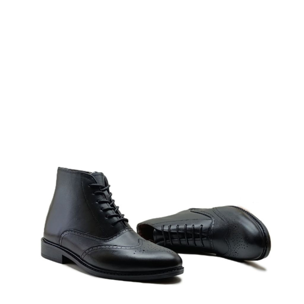 خرید آنلاین نیم بوت مردانه مدل بروژ بندی بغل زیپدار چرم طبیعی کد si203