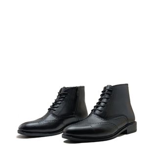 قیمت نیم بوت مردانه مدل بروژ بندی بغل زیپدار چرم طبیعی کد si203