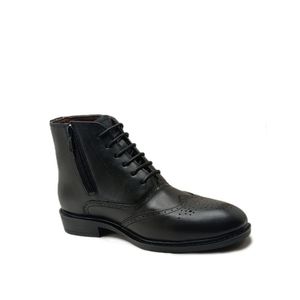 قیمت نیم بوت مردانه مدل بروژ بندی بغل زیپدار چرم طبیعی کد si203