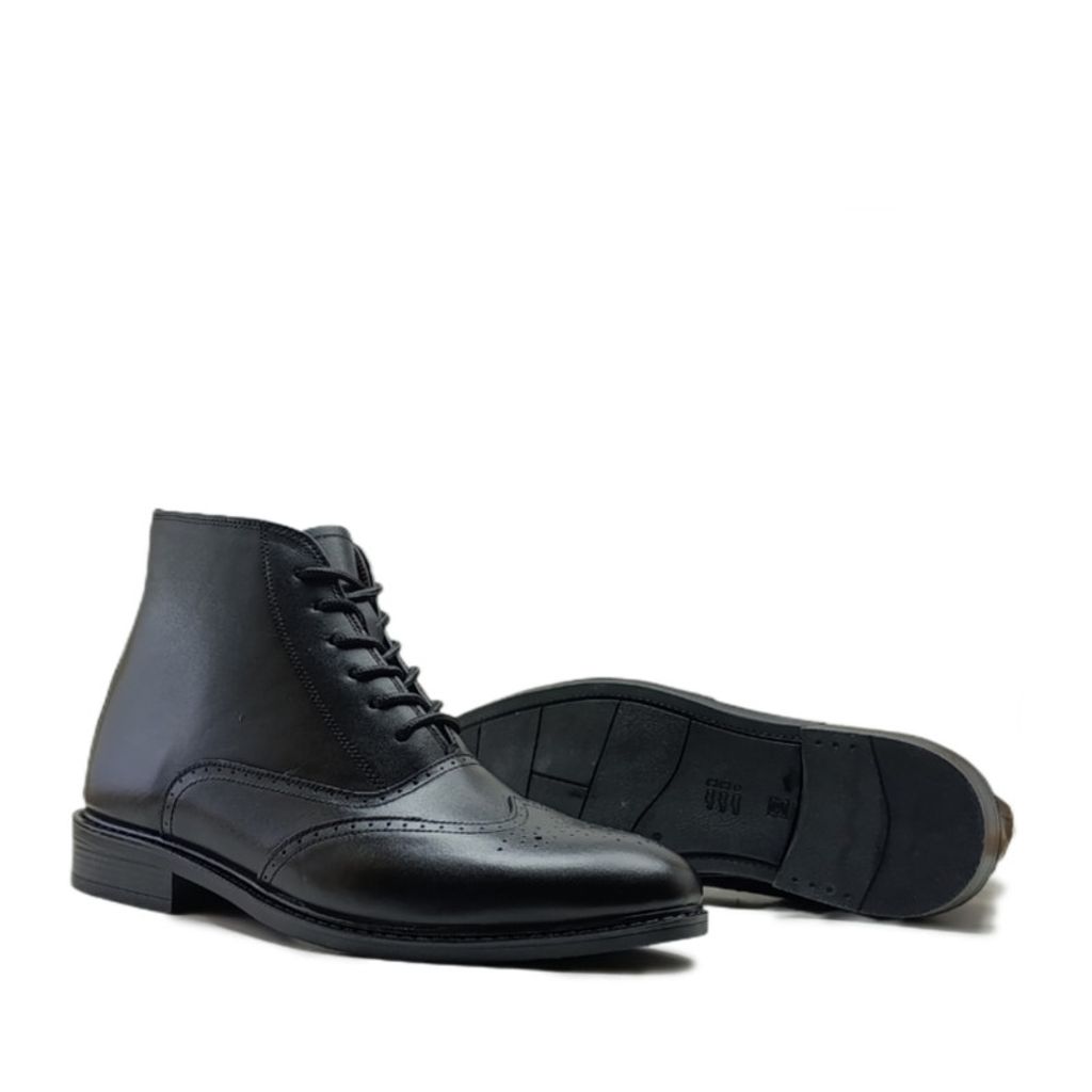 قیمت نیم بوت مردانه مدل بروژ بندی بغل زیپدار چرم طبیعی کد si203