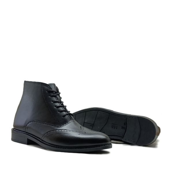 نیم بوت مردانه مدل بروژ بندی بغل زیپدار چرم طبیعی کد si203