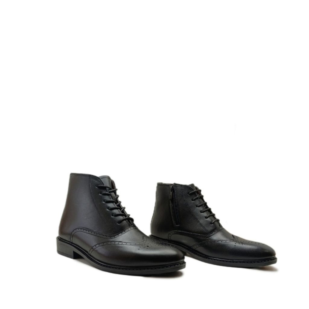 قیمت ارزان نیم بوت مردانه مدل بروژ بندی بغل زیپدار چرم طبیعی کد si203