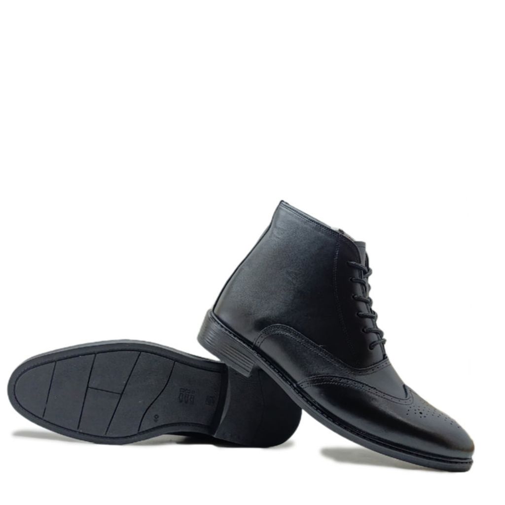 خرید آنلاین نیم بوت مردانه مدل بروژ بندی بغل زیپدار چرم طبیعی کد si203