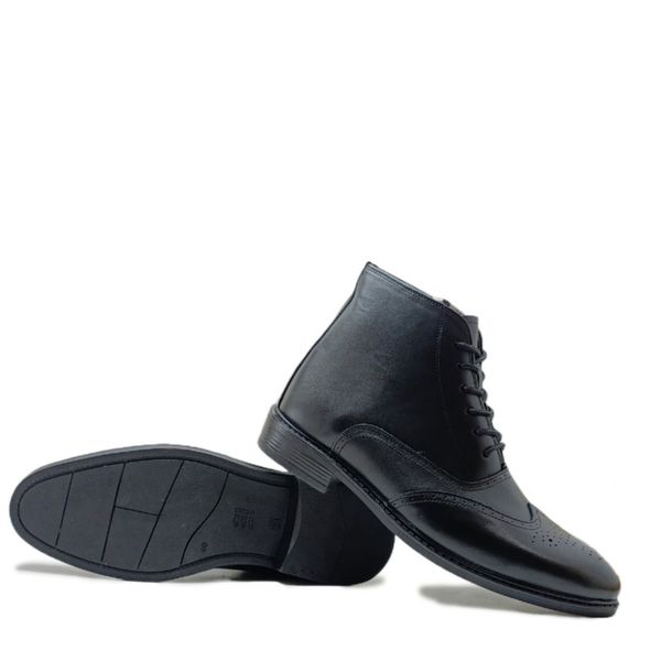 نیم بوت مردانه مدل بروژ بندی بغل زیپدار چرم طبیعی کد si203