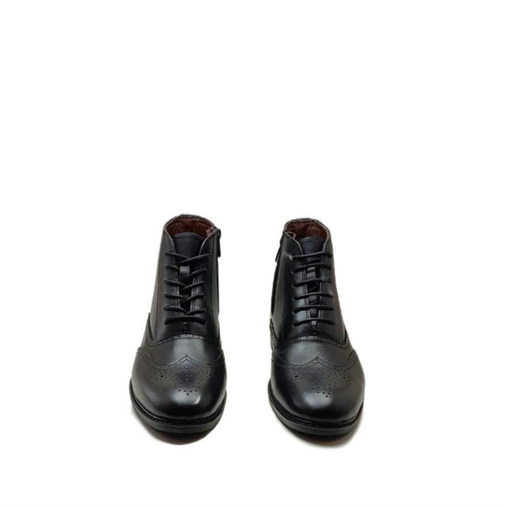 فروش اینترنتی نیم بوت مردانه مدل بروژ بندی بغل زیپدار چرم طبیعی کد si203