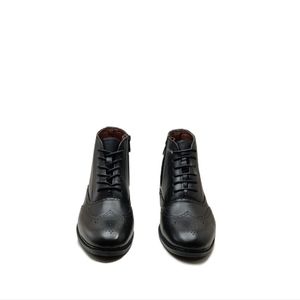 فروش اینترنتی نیم بوت مردانه مدل بروژ بندی بغل زیپدار چرم طبیعی کد si203