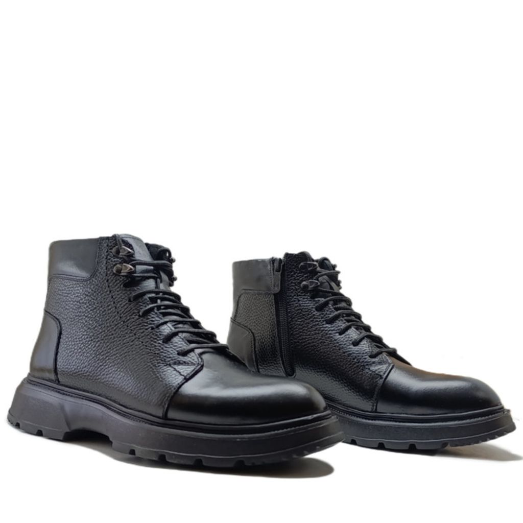 قیمت نیم بوت مردانه مدل بندی بغل زیپدار چرم طبیعی کد si199