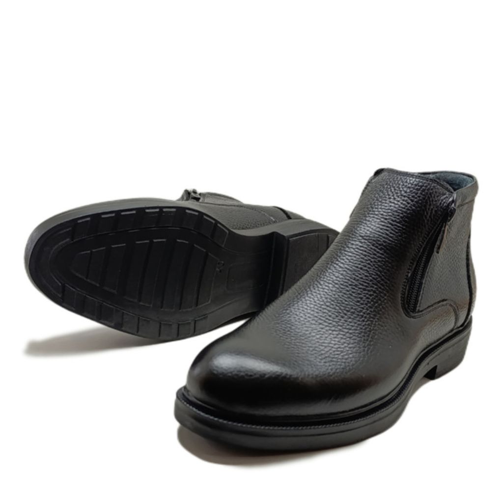 قیمت ارزان نیم بوت مردانه مدل دو زیپ چرم طبیعی کد si198