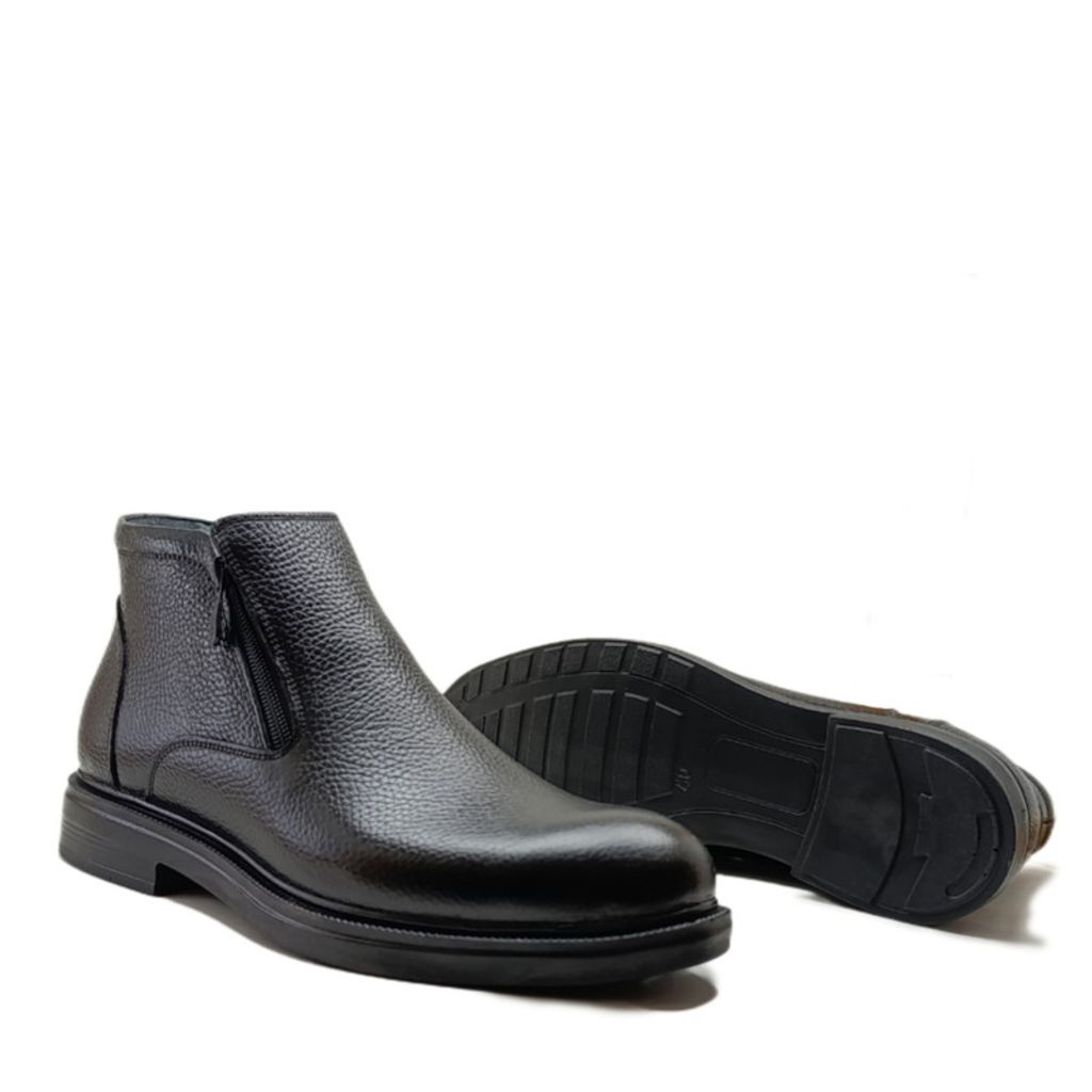 خرید اینترنتی نیم بوت مردانه مدل دو زیپ چرم طبیعی کد si198