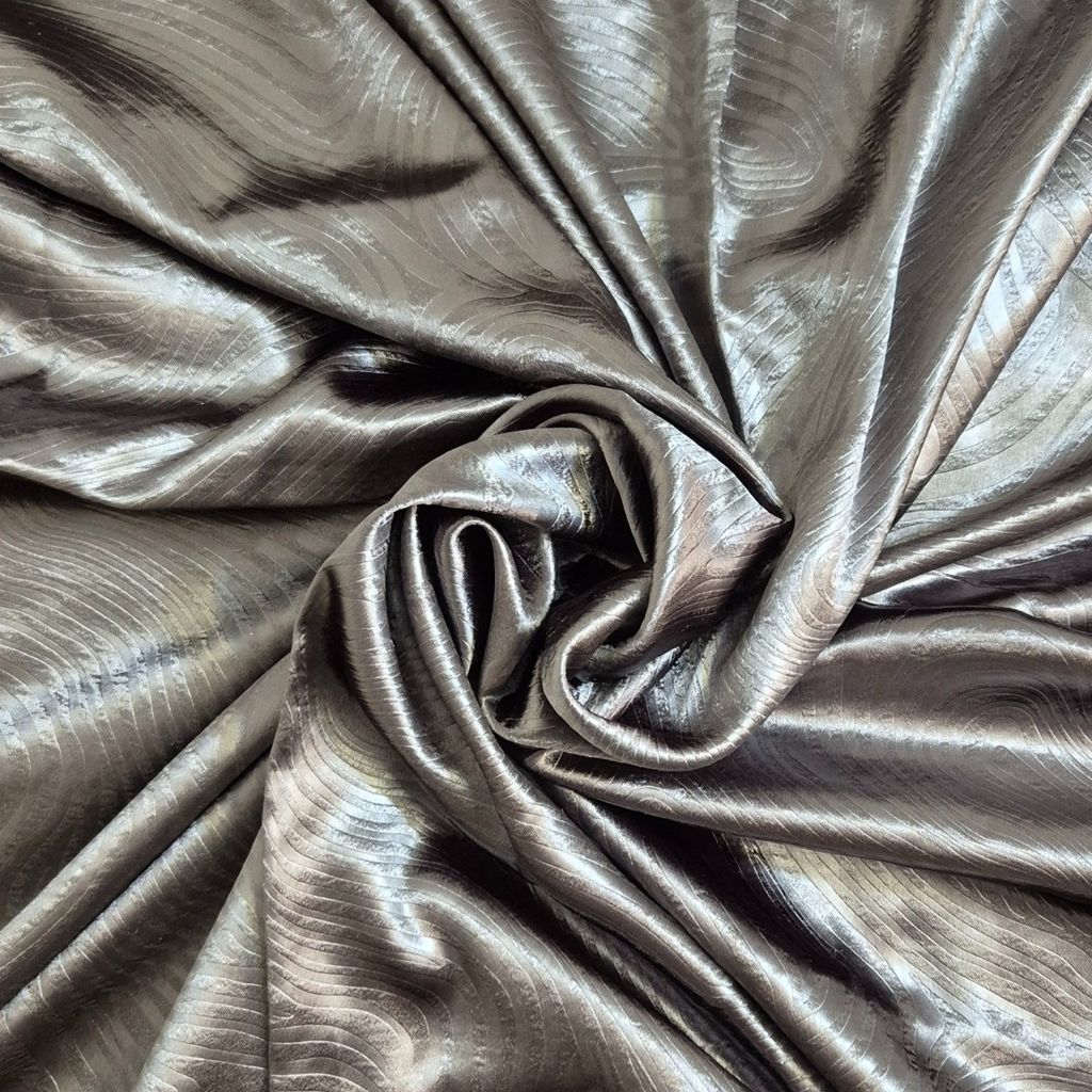 قیمت ارزان قواره ساتن طرح موج نوک مدادی زغالی