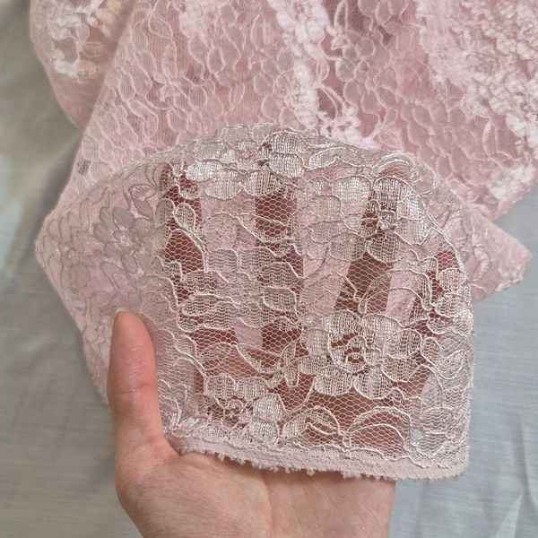 قواره پارچه تور دانتل قیطون دوزی صورتی