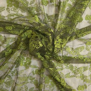 قواره پارچه تور دانتل گل برجسته سبز صدری