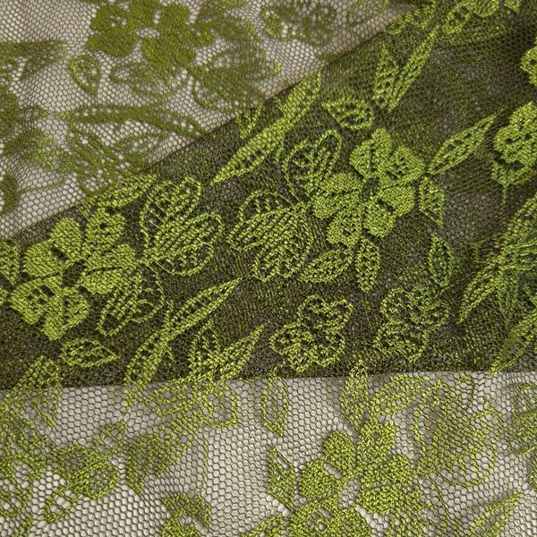 قواره پارچه تور دانتل گل برجسته سبز صدری