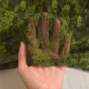 خرید اینترنتی قواره تور دانتل گل برجسته سبز صدری