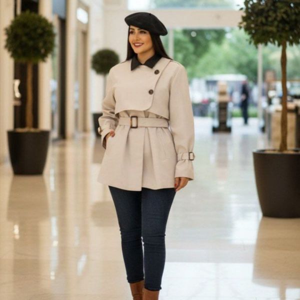 مانتو زنانه کتان مدل دار آرتینا