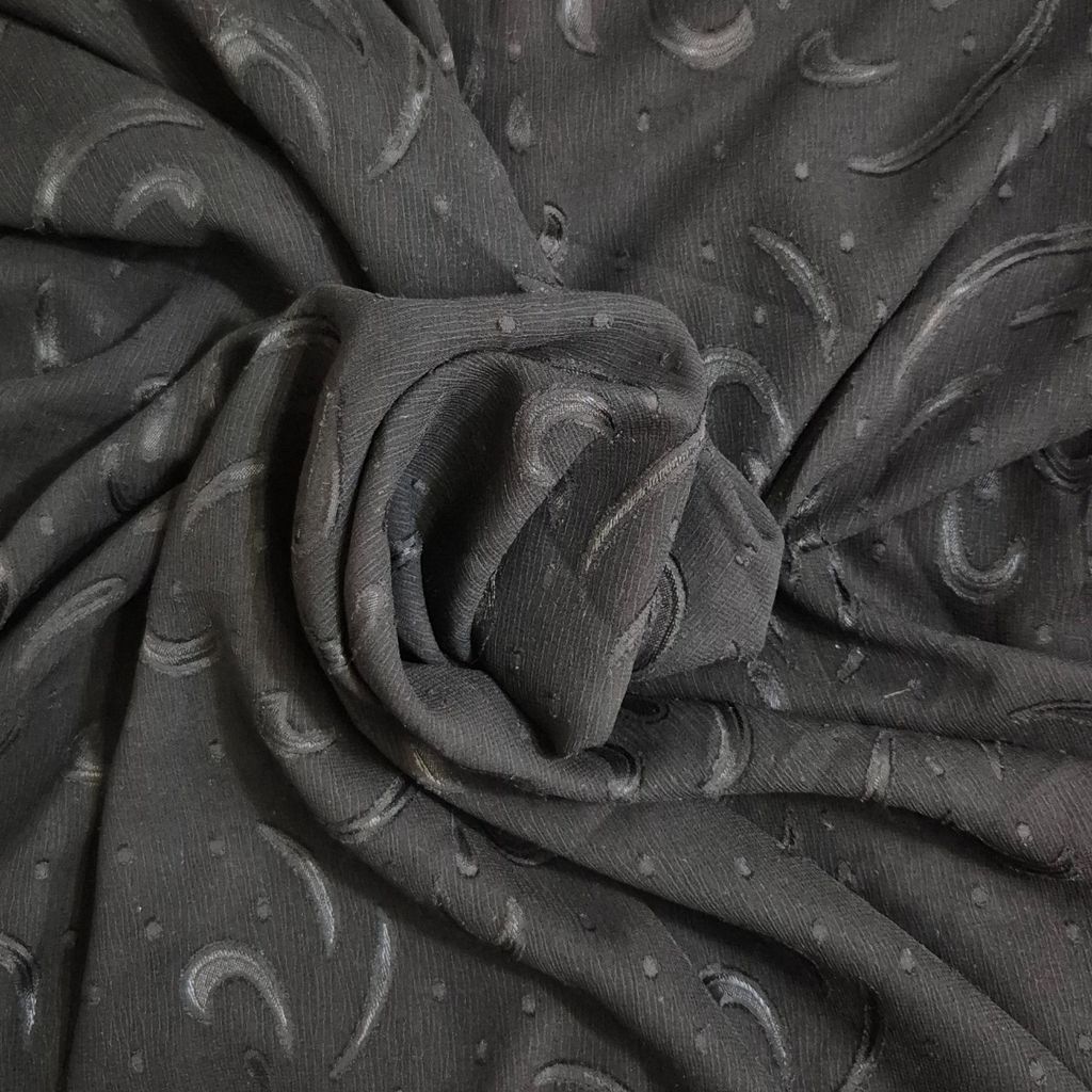 مشخصات قواره پارچه کریشه طرح دار مشکی