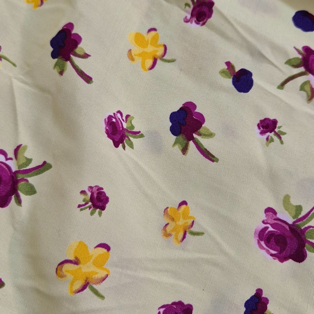 مشخصات قواره پارچه کرپ نخی لیمویی زرد گل دار