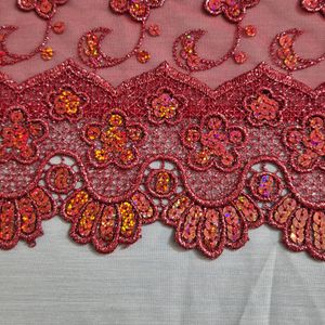 قواره پارچه تور گیپور دوزی قرمز سنتی