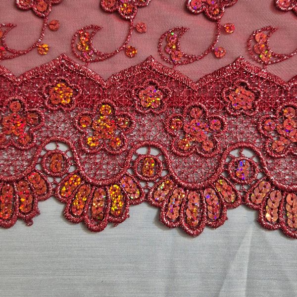 قواره پارچه تور گیپور دوزی قرمز سنتی