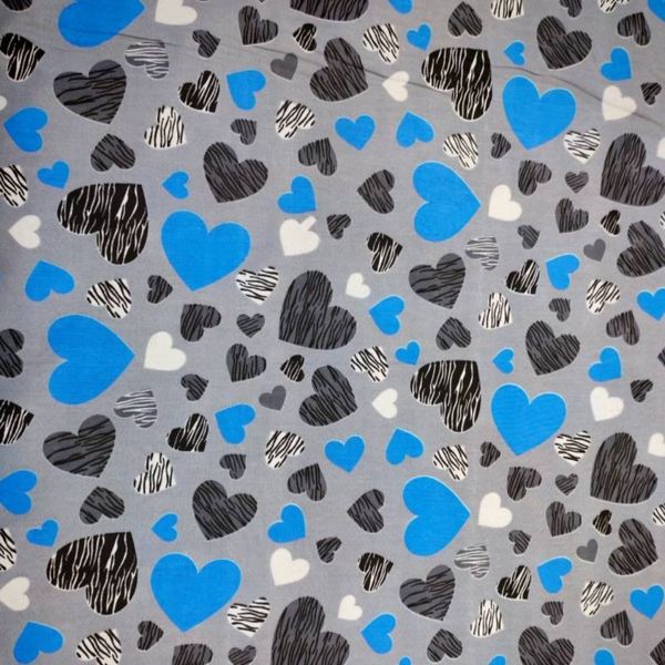 پارچه آشپزخانه طرح قلب آبی عرض 2 متر