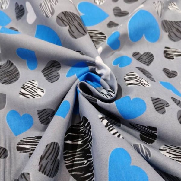 پارچه آشپزخانه طرح قلب آبی عرض 2 متر