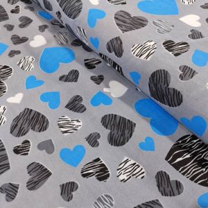 خرید اینترنتی پارچه آشپزخانه طرح قلب آبی عرض 2 متر