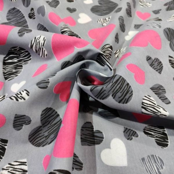 پارچه آشپزخانه طرح قلب صورتی عرض 2 متر