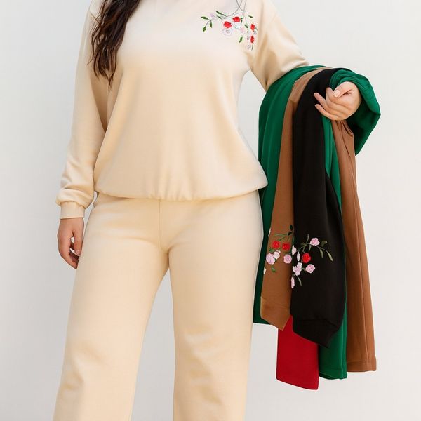 ست دورس و شلوار زنانه گلدوزی شده