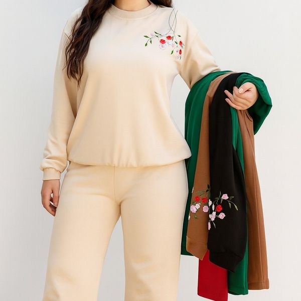 ست دورس و شلوار زنانه گلدوزی شده