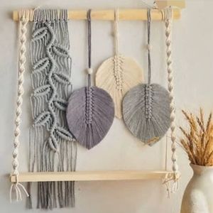 شلف برگ مکرومه چوبی جوانه