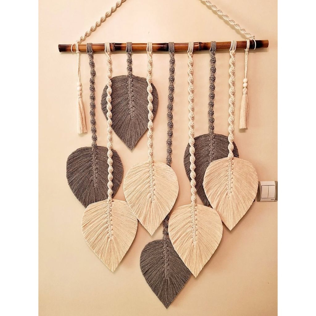 خرید انلاین دیوارکوب برگ مکرومه بافی بند پیچ طرح آرت بیوتی